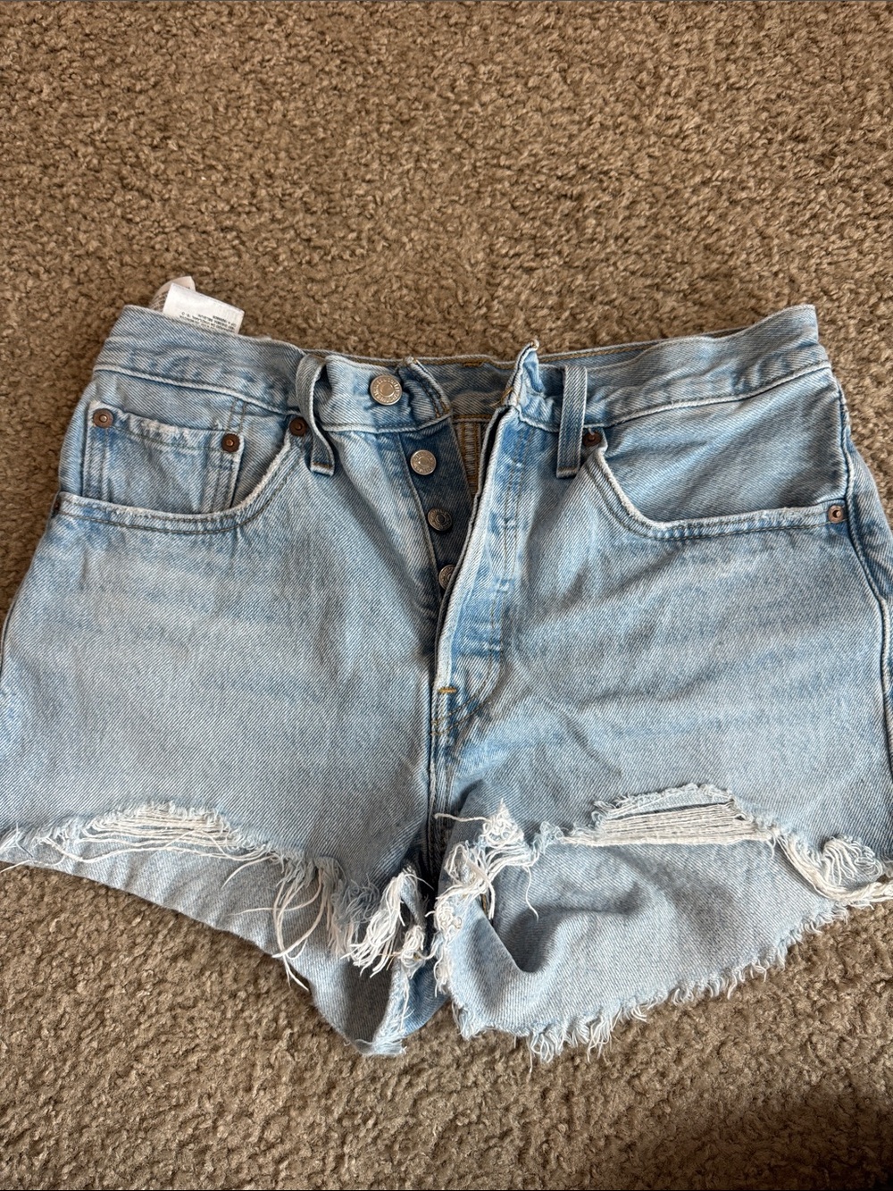 Levi's Light Blue Distressed Cutoff Denim Shorts